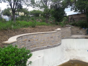Pool retaining wall